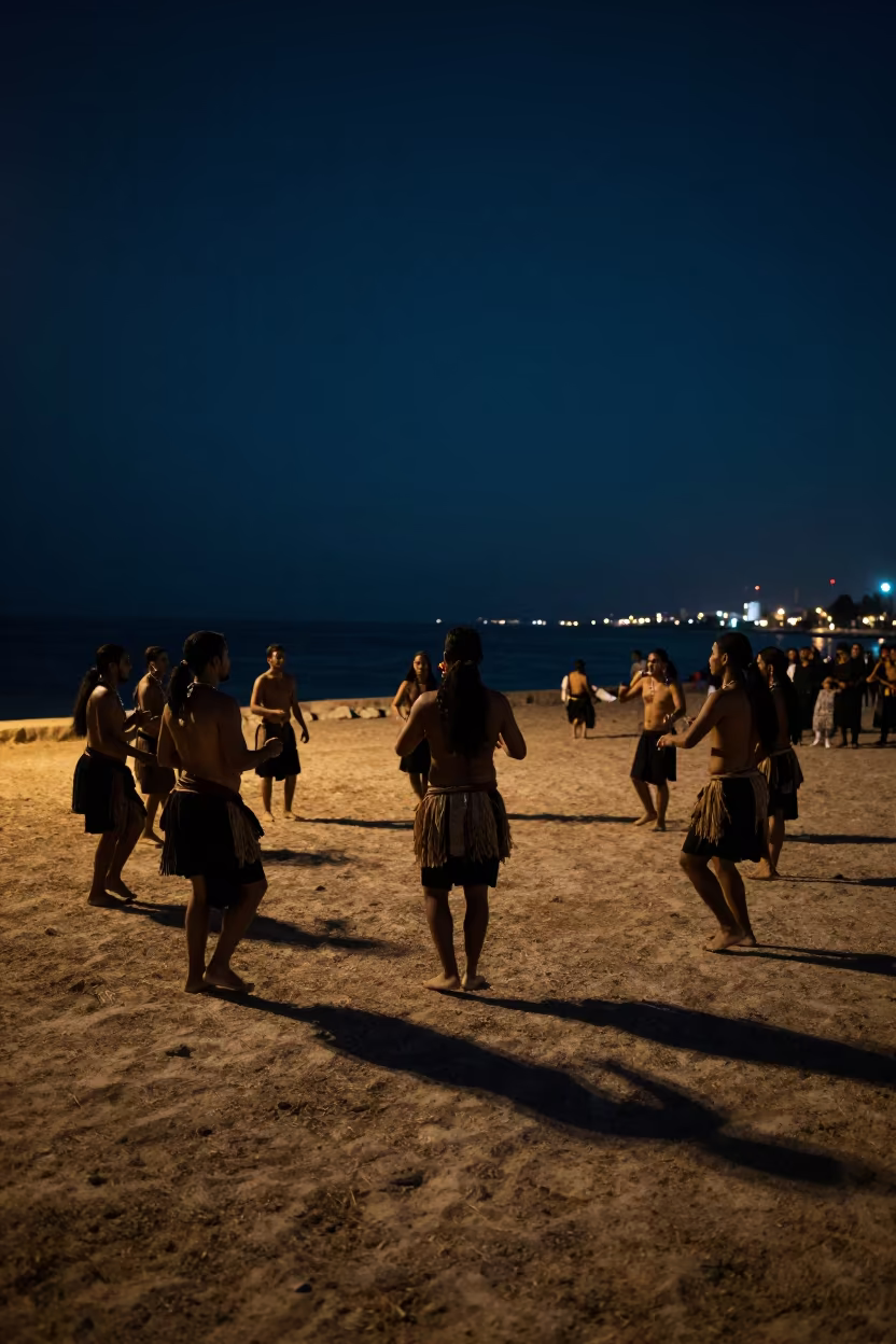 Tongan Heilala Festival Midnight Waterfront Dance in at a waterfront celebration in Idlib