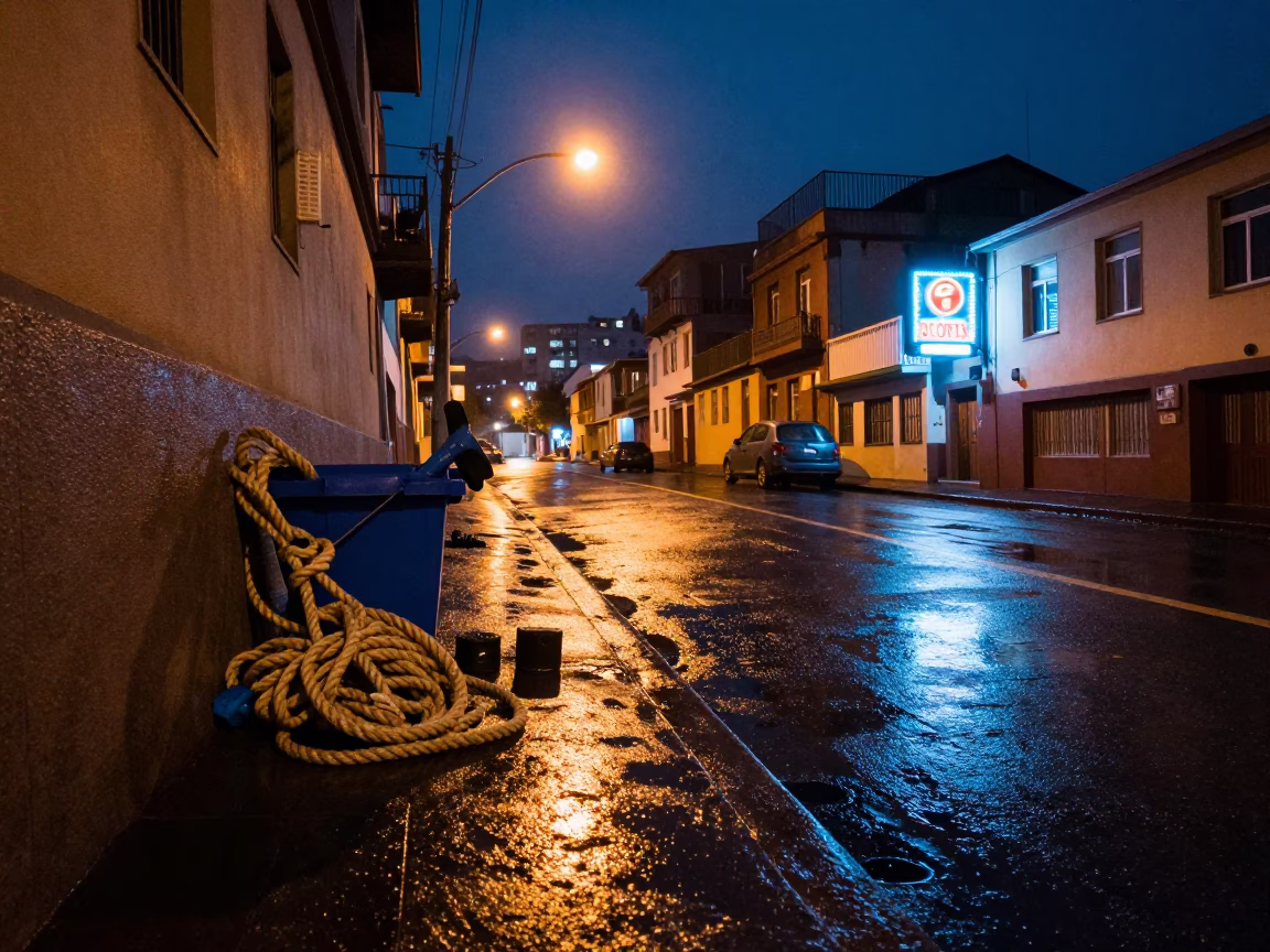 Tools after dark in Valparaiso in in Valparaiso, Chile