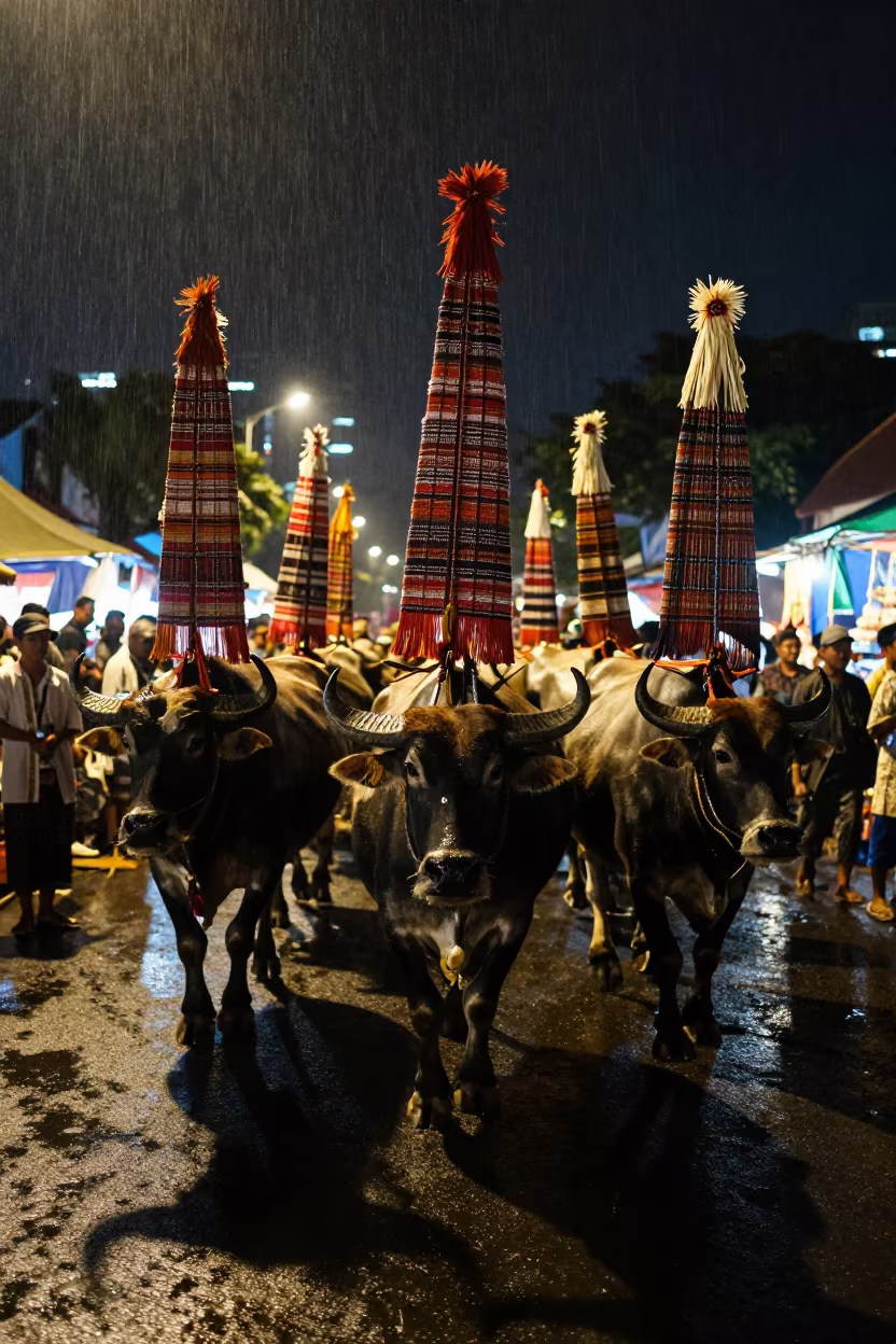 Toraja Buffalo Parade Night Market Yogyakarta in at a night market in Yogyakarta