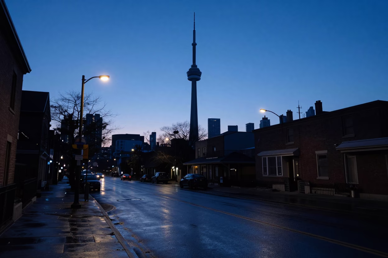 Toronto Dawn Light at Sunrise Light in in Toronto, Ontario, Canada
