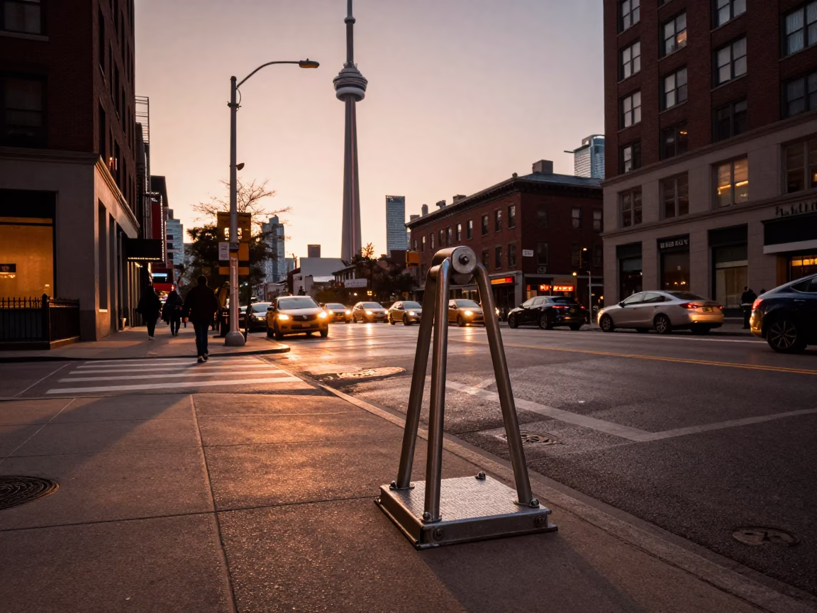 Toronto Dusk Street Scene with Turnbuckle and Urban Architecture in in Toronto, Ontario, Canada