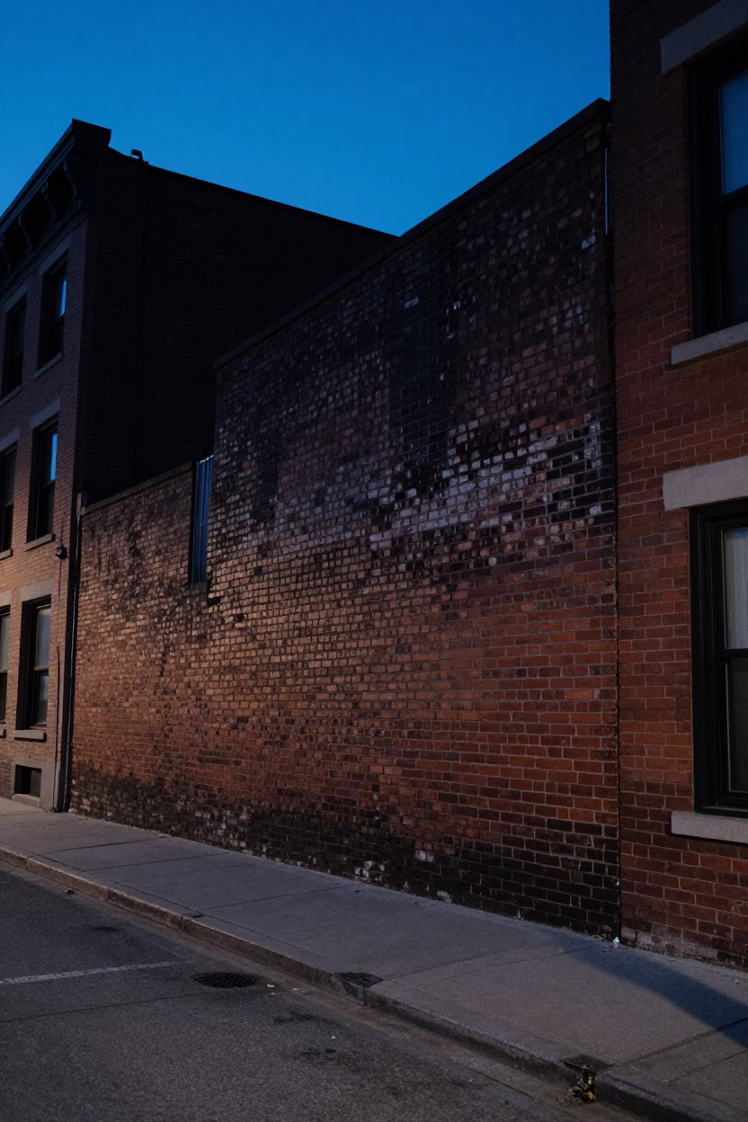Toronto Indigo Twilight Street Scene with Brick Architecture and Urban Details in in Toronto, Ontario, Canada