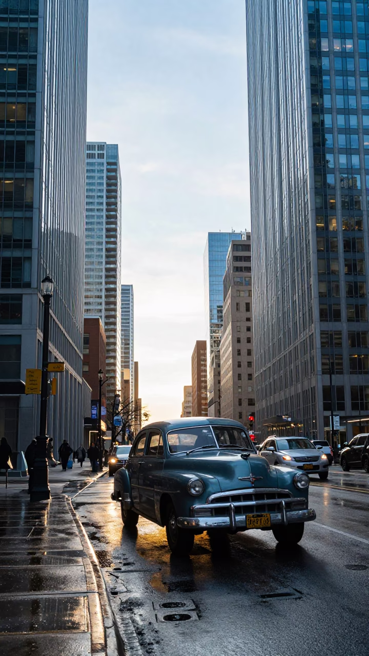 Toronto Morning Commute at As First Light Reaches The Scene in in Toronto, Ontario, Canada