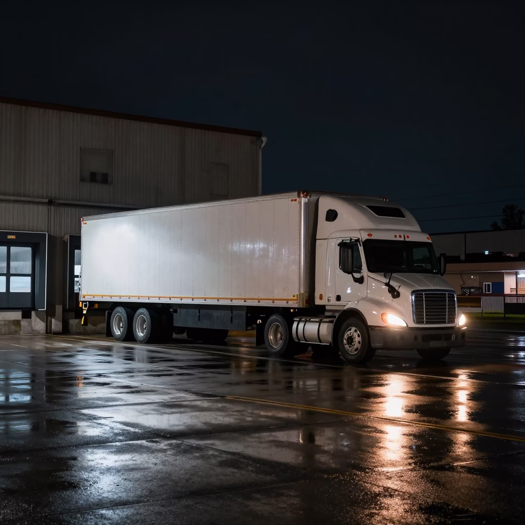Toronto Night Loading Dock Semi-Trailer Urban Street Photography in in Toronto, Ontario, Canada