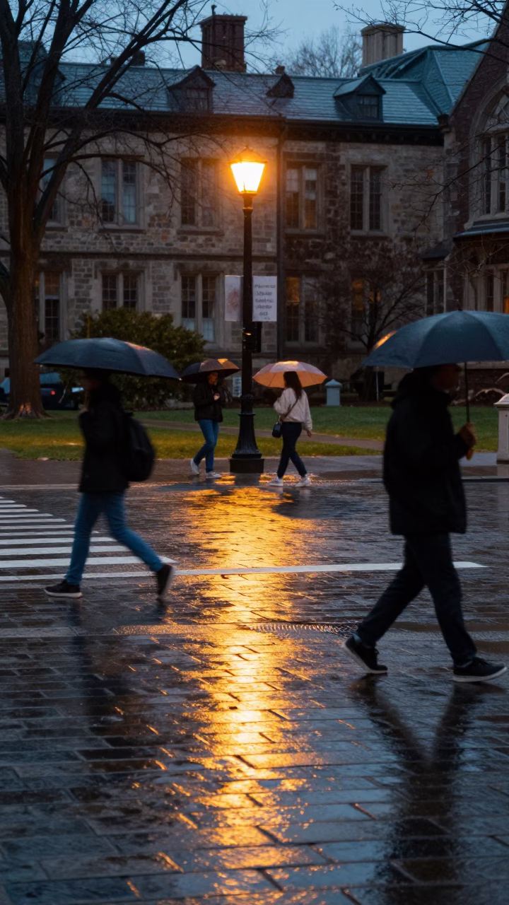 Toronto University Cloister Wet Flagstones Evening Seminar Notes in in Toronto, Ontario, Canada