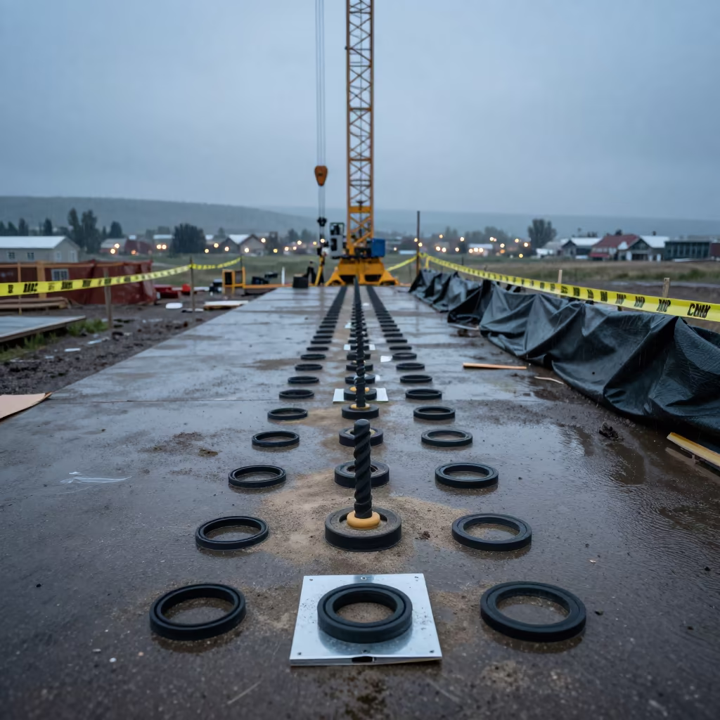 Torque Case Under Crane at Montana Twilight in beneath a tower crane on open ground in Montana