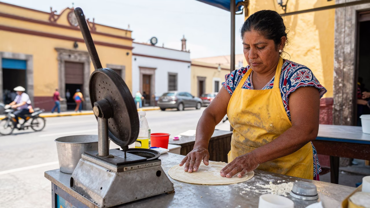 Tortilla Maker in Mexico City in in Mexico City, Mexico
