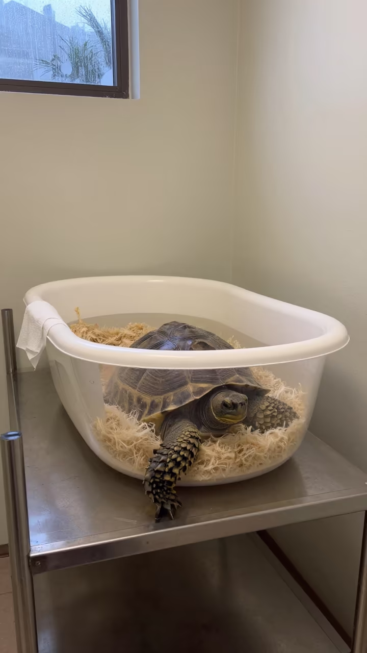 Tortoise Soak Tub Shelf in Adoption Room in inside an adoption room in Santa Clara