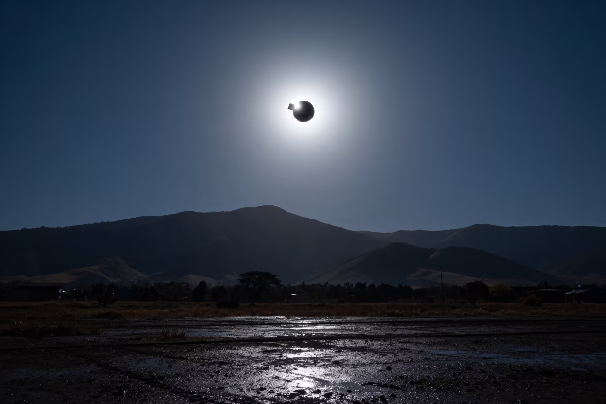 Total Solar Eclipse Over Tanzanian Mountains in in Tanzania