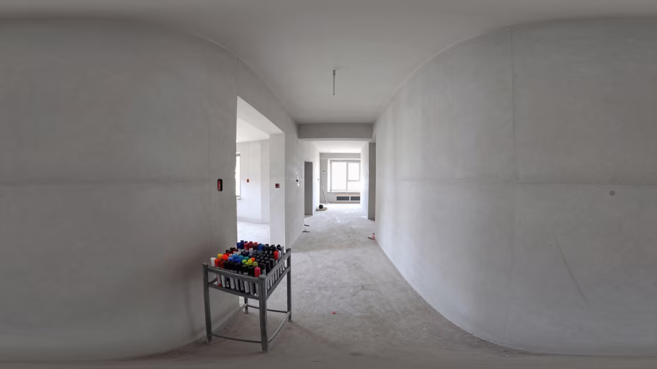 Touch-up Marker Stand in Urals Construction Corridor in inside an unfinished corridor in the Urals