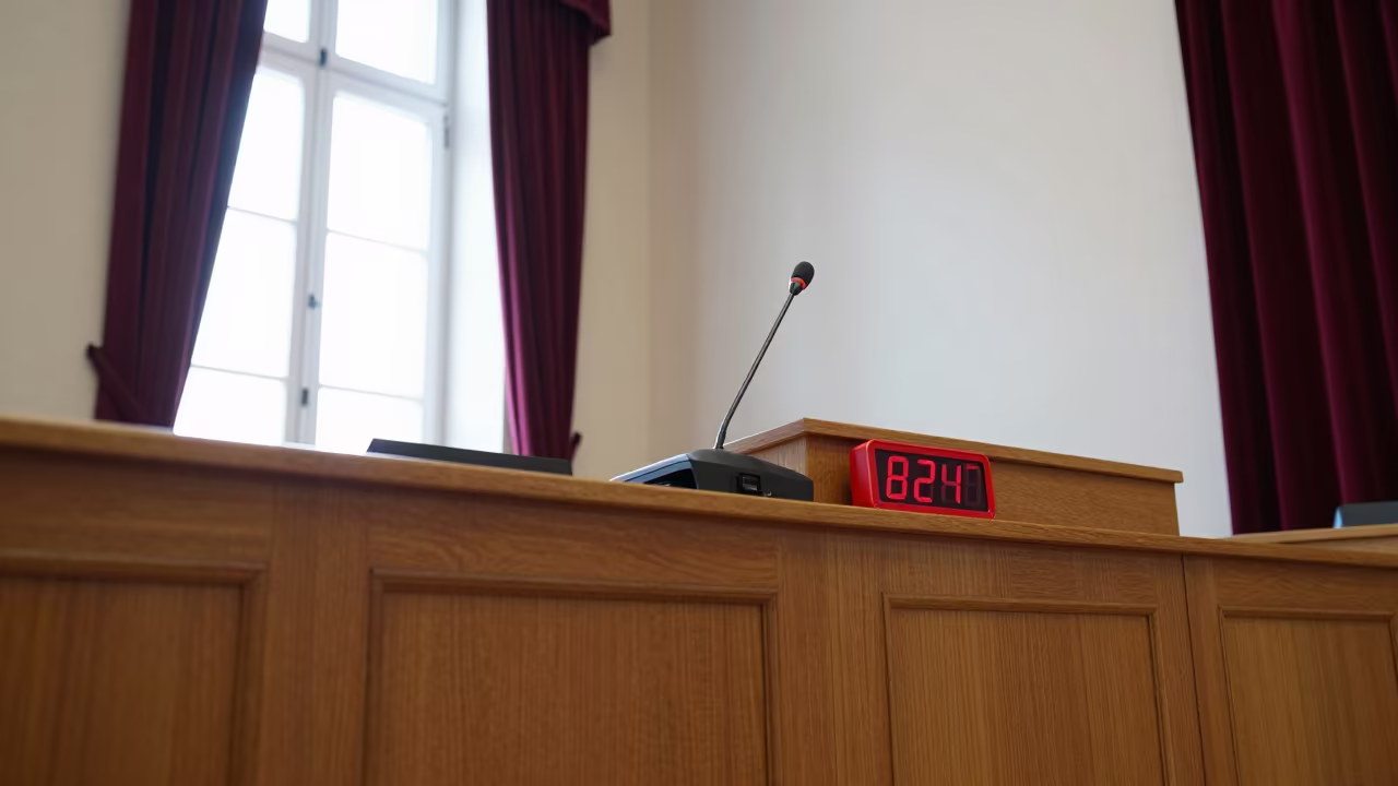 Toulouse Council Chamber Timer Blinking Red in inside a council chamber near Toulouse