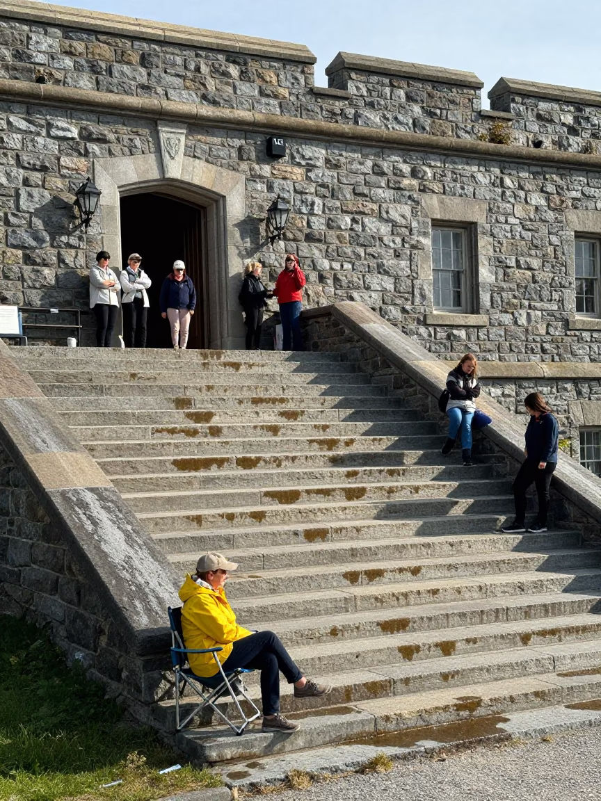 Tourists at Late Morning Light in Halifax in in Halifax, Nova Scotia, Canada