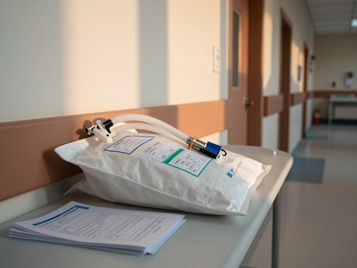 Tourniquet Bag in Culiacán Hospital Corridor in inside a hospital corridor in Culiacán