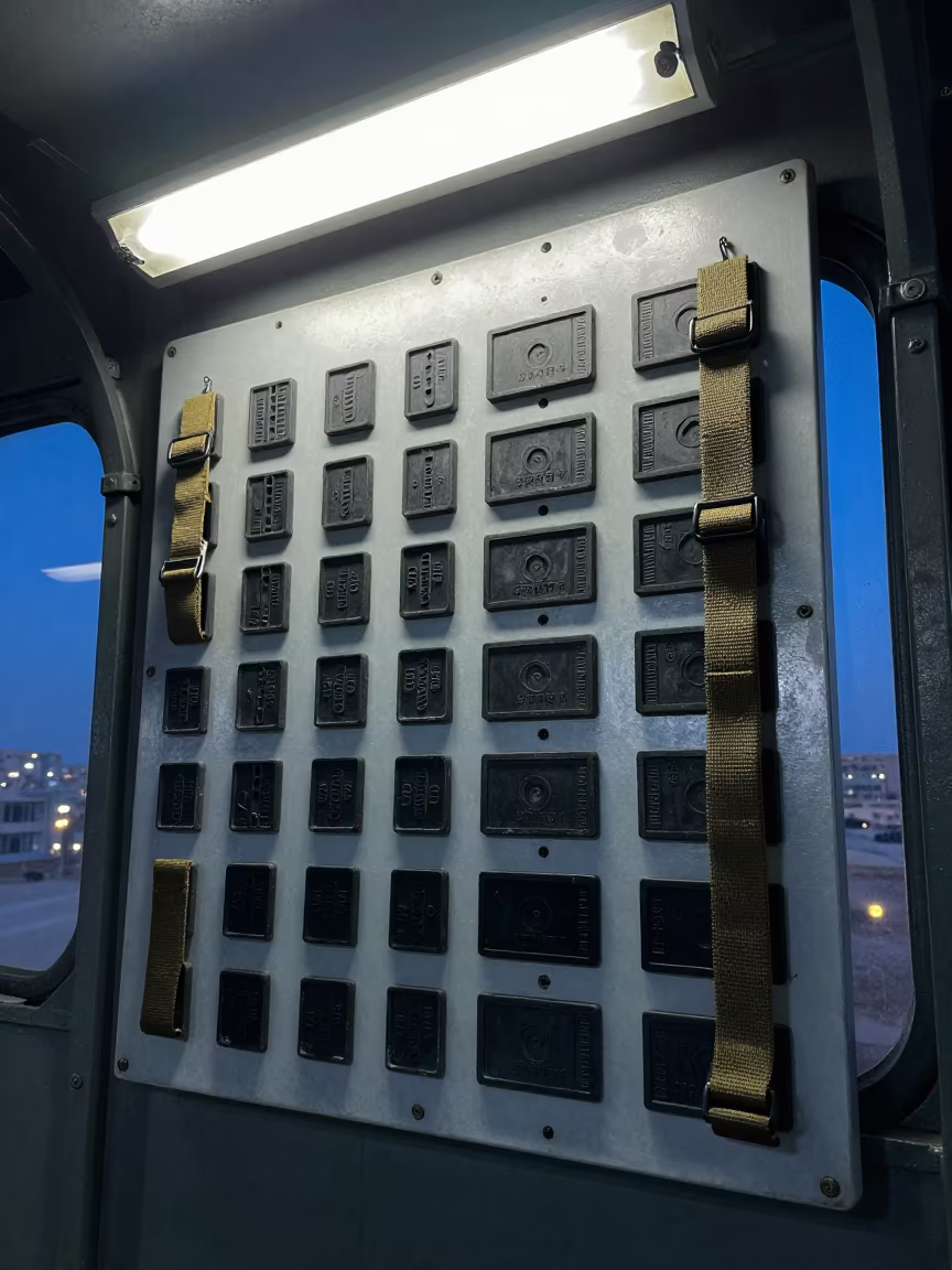 Tourniquet Trainer Pegboard in Afghan Command Post in inside a command post in Afghanistan