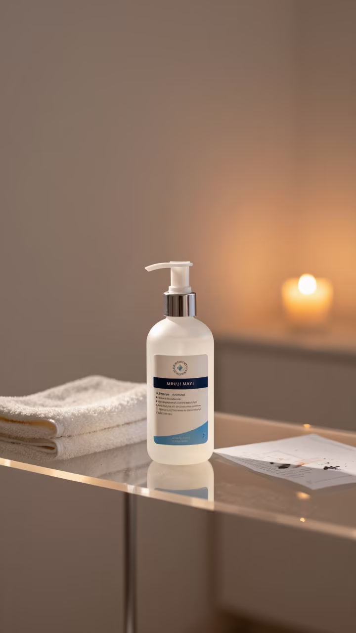 Towel Bleach Bottle in Skincare Room in inside a skincare treatment room near Mbuji-Mayi