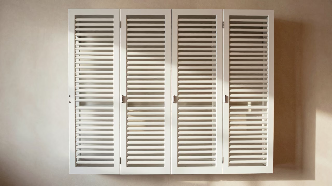Towel Cabinet in Fergana Yoga Studio Midday in inside a yoga studio before the session begins in Fergana