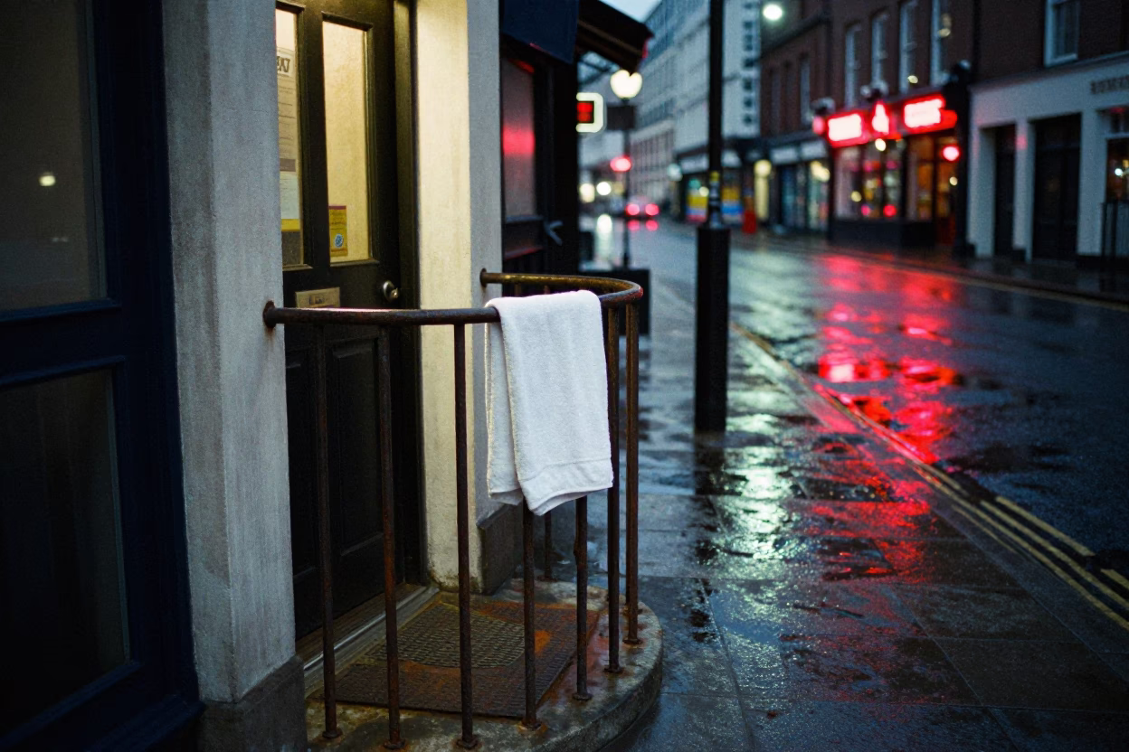 Towel Draped in Liverpool in in Liverpool, United Kingdom