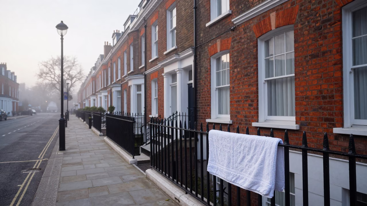 Towel Draped in London at Early Morning Light in in London, United Kingdom