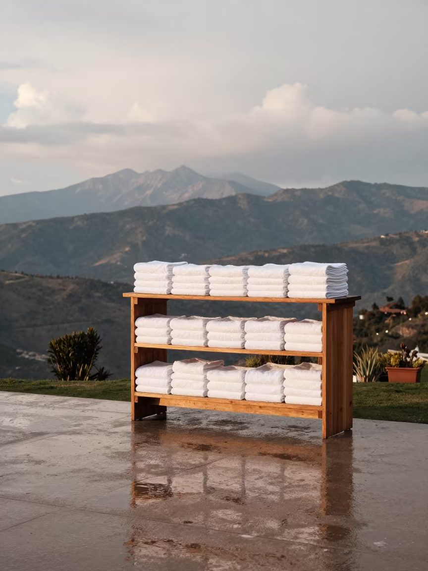 Towel Station Beside Valet After Summer Rain in Oruro in beside a valet stand after rain in Oruro