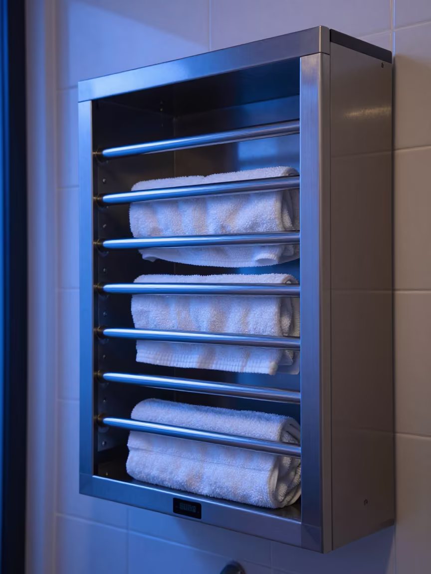 Towel Warmer Cabinet Madrid Studio in inside a nail studio in Madrid