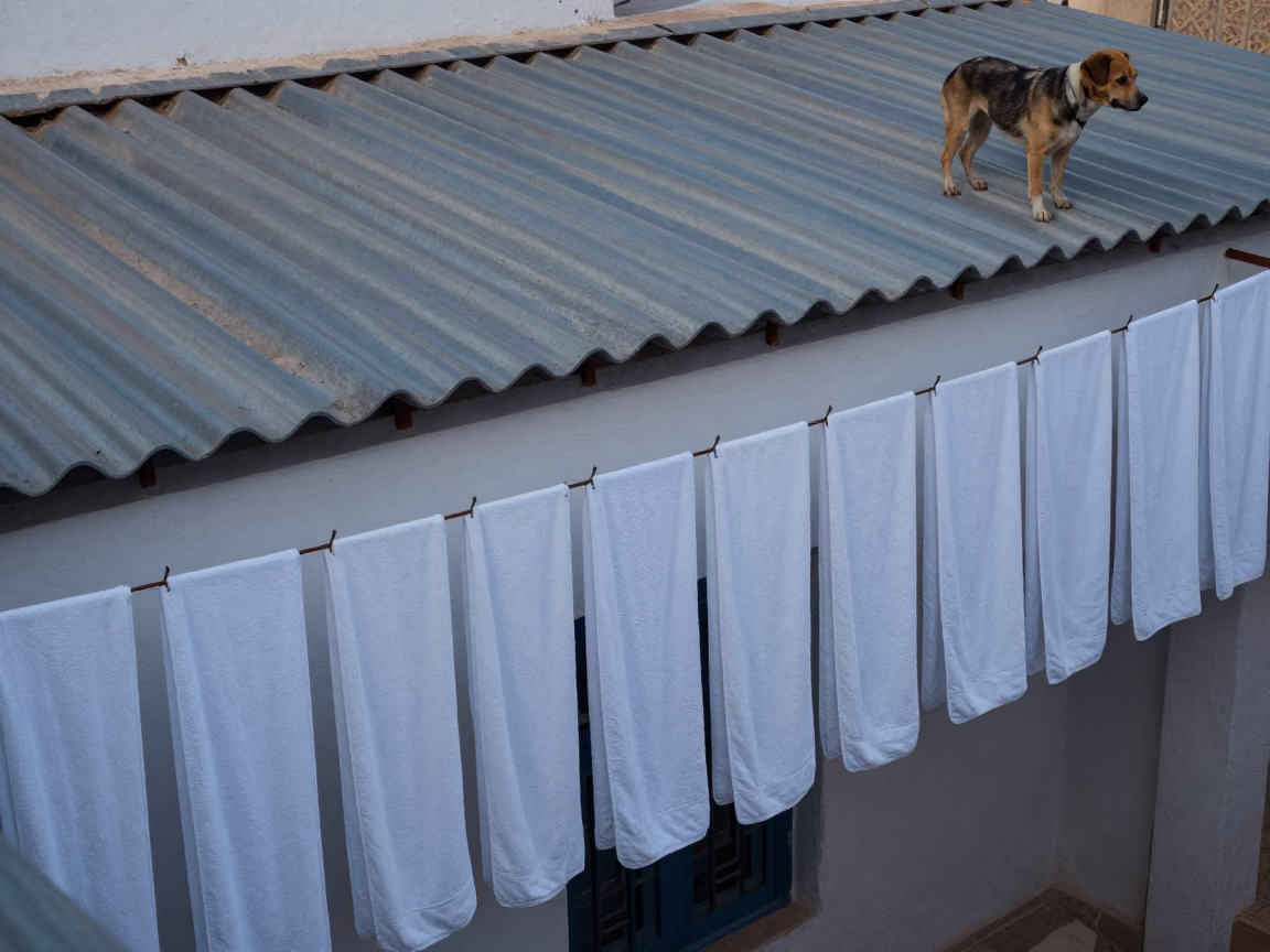 Towels at Early Morning Light in in Tunis, Tunisia
