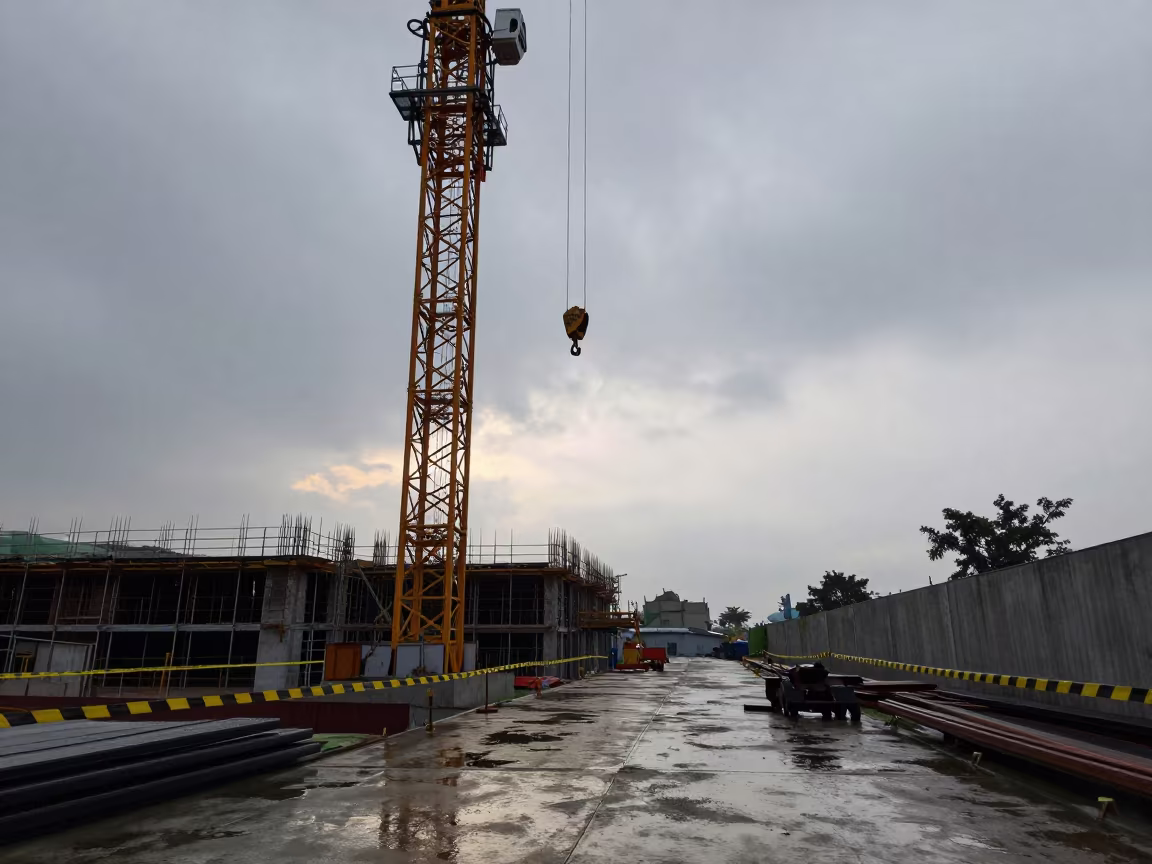 Tower Crane Hook Zone Can Tho Construction Site in on an active construction deck in Can Tho