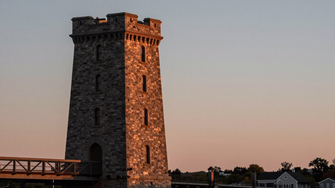 Tower Reflected in Halifax at Copper-toned Light Before Dusk in in Halifax, Nova Scotia, Canada