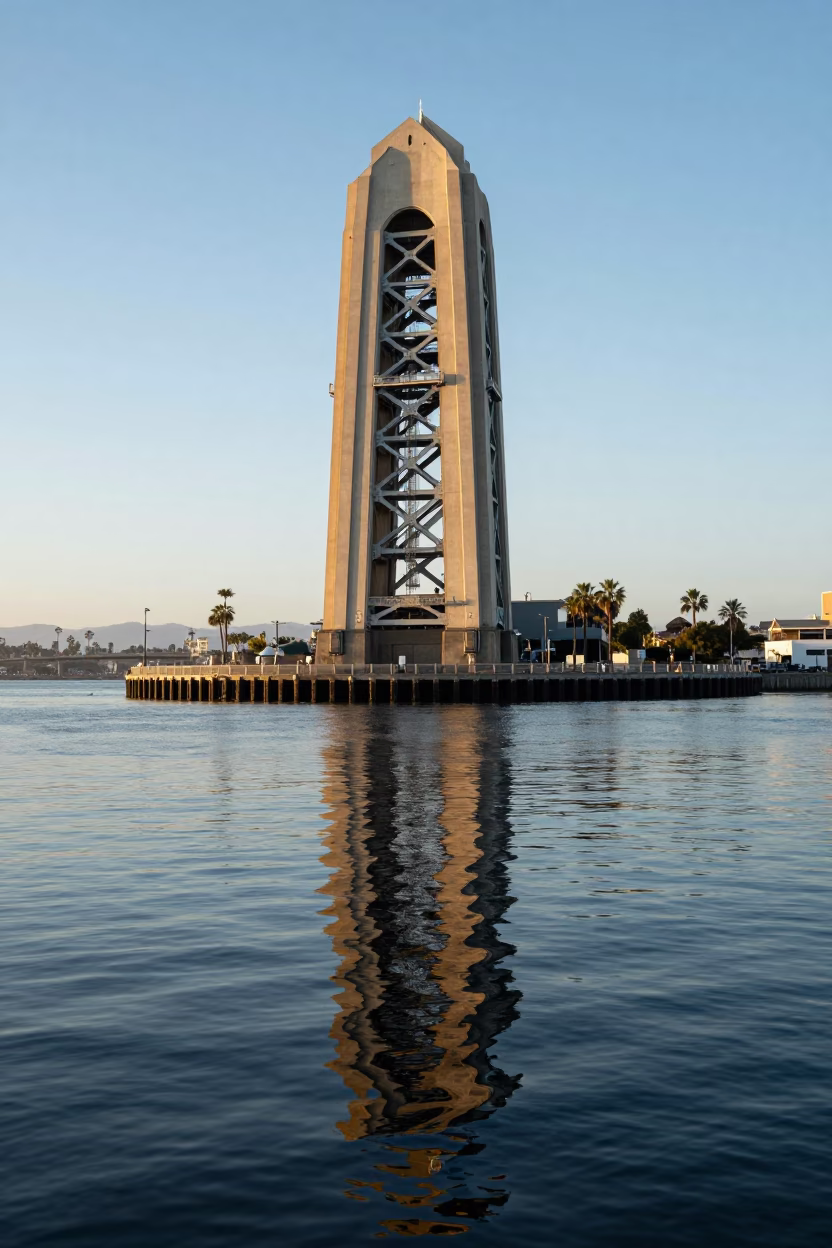 Tower Reflected in San Diego at The Late Morning Light in in San Diego, California, United States