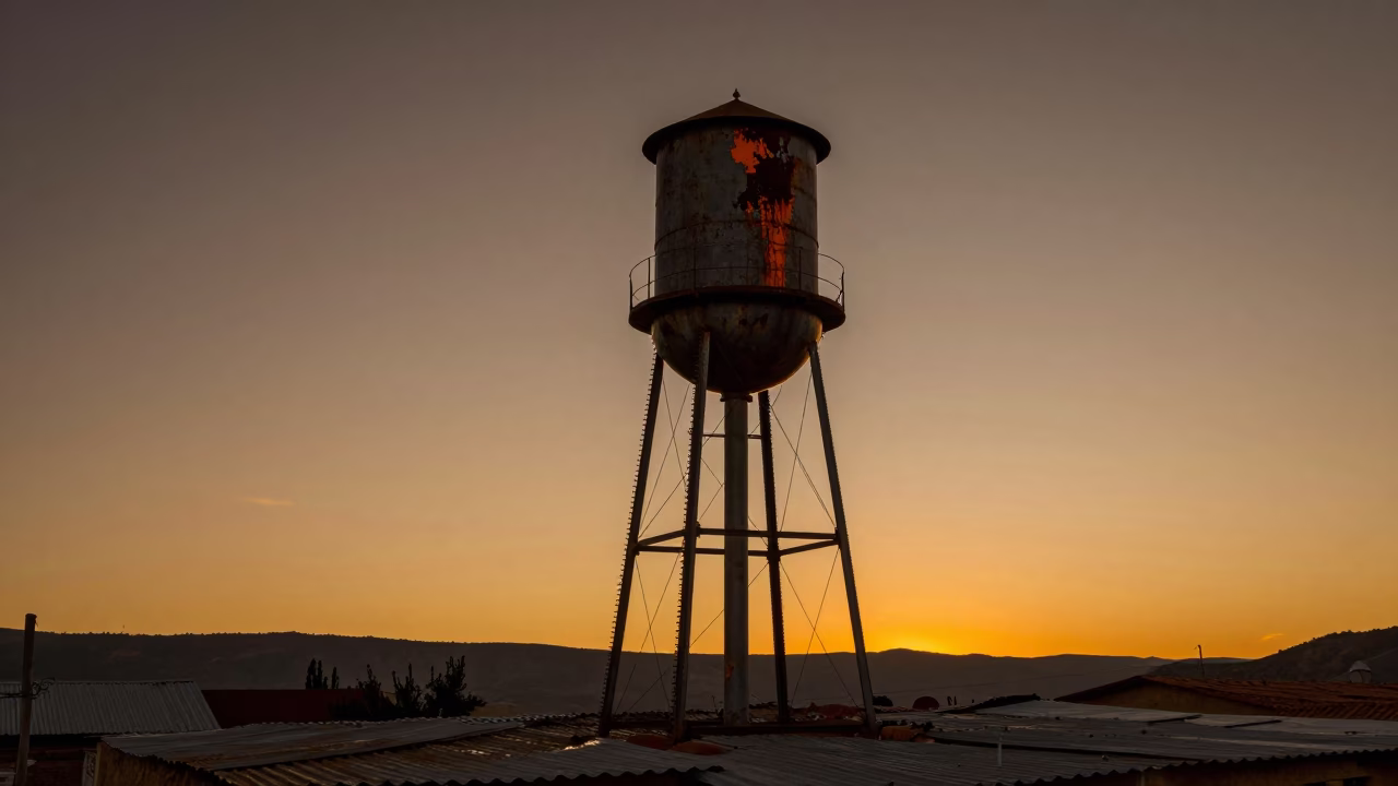 Tower Silhouette in La Paz at Sunset Light in in La Paz, Bolivia