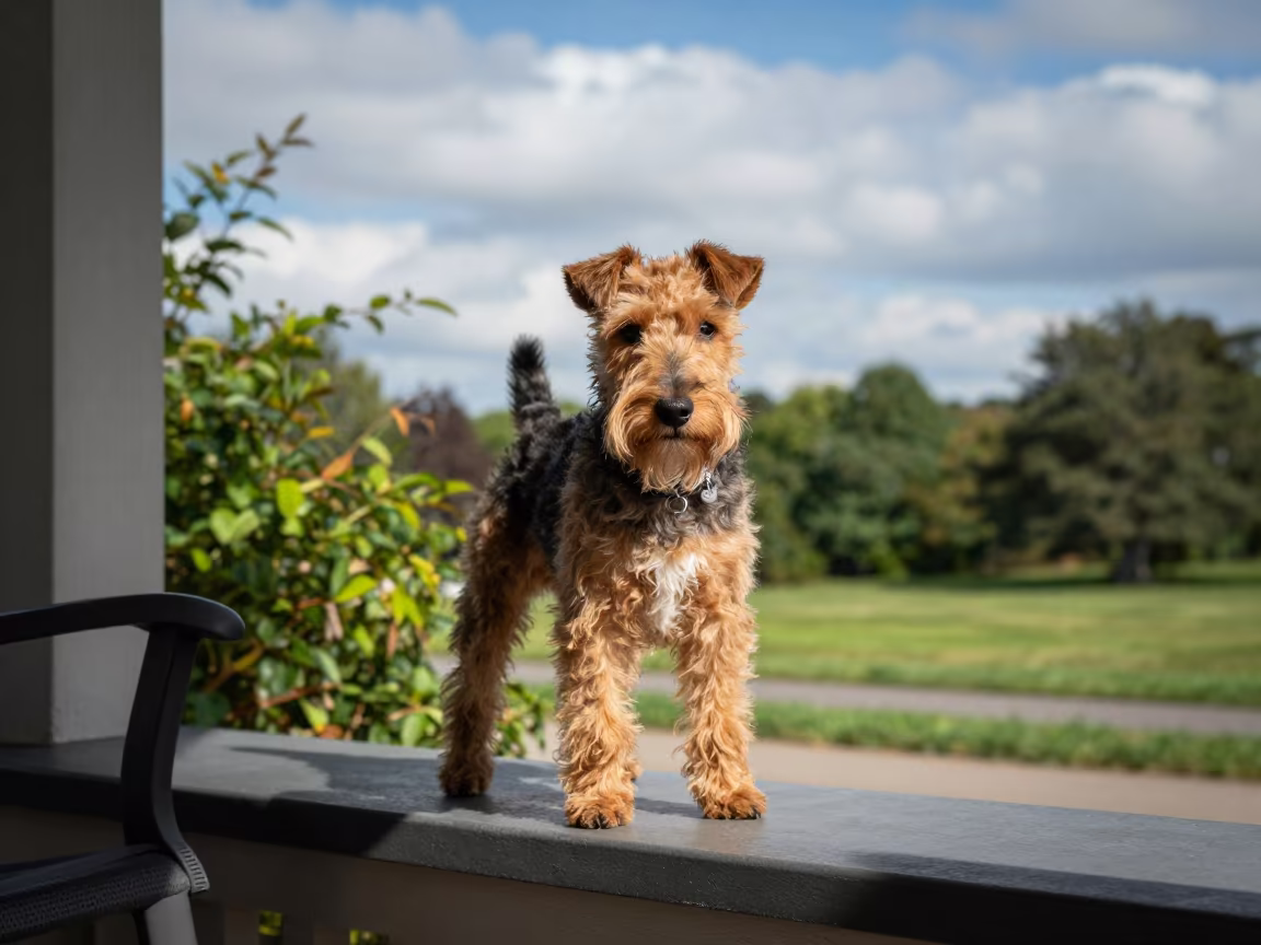 Toy Fox Terrier on Shaded Porch in Amman Morning Light in along a quiet park path with soft open shade and a clean background in Amman