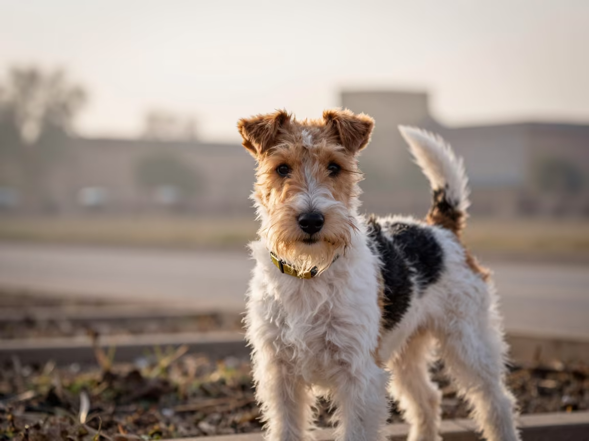 Toy Fox Terrier Portrait Morning Light Islamabad in near a garden edge with soft morning light and an uncluttered background near Islamabad