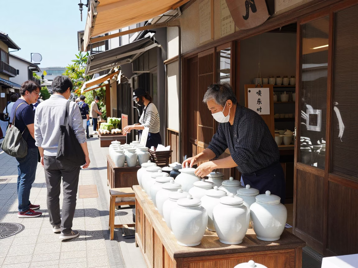 Trade Activity in Kyoto at Late Morning Light in in Kyoto, Japan