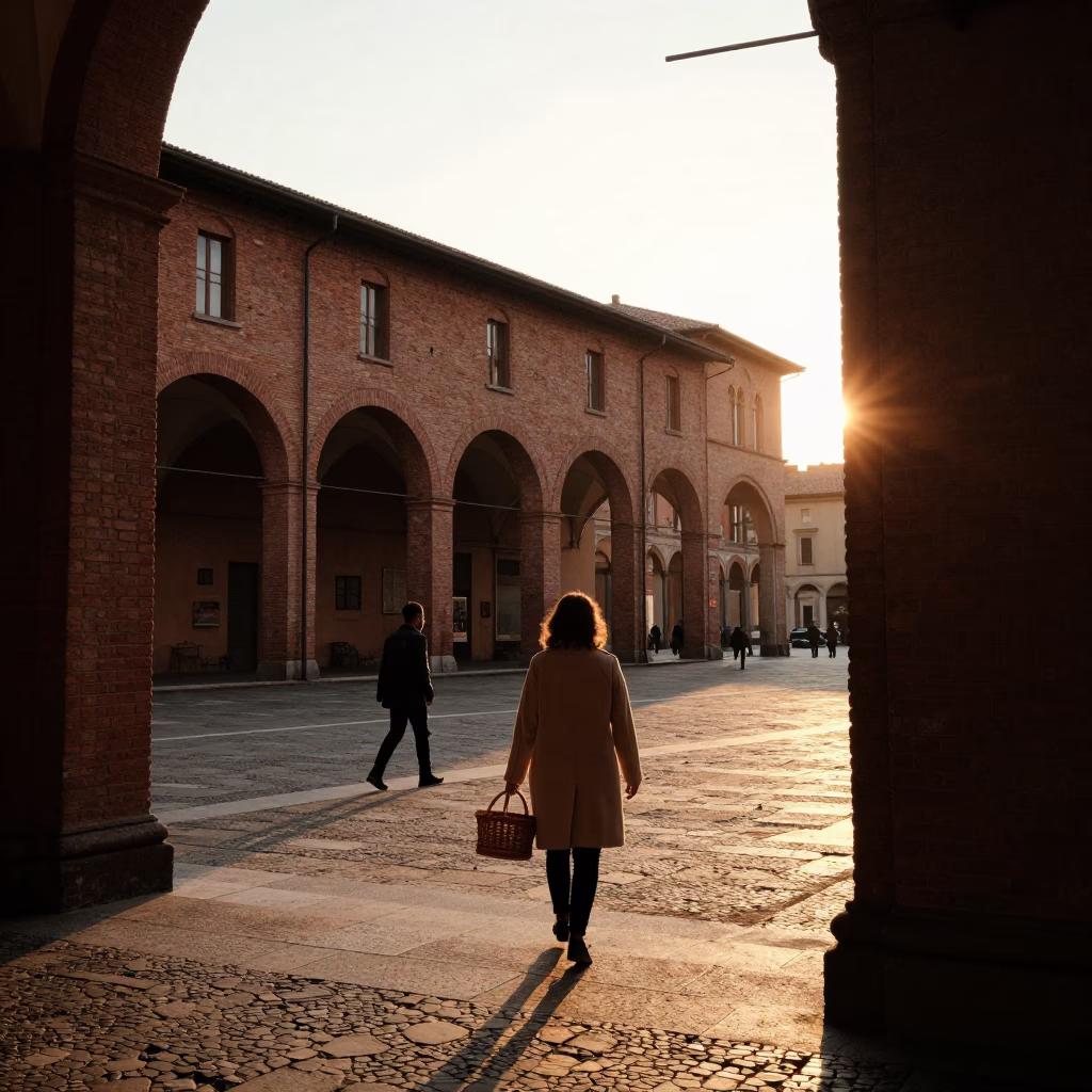 Traditional Architecture in Bologna at Sunset Light in in Bologna, Italy