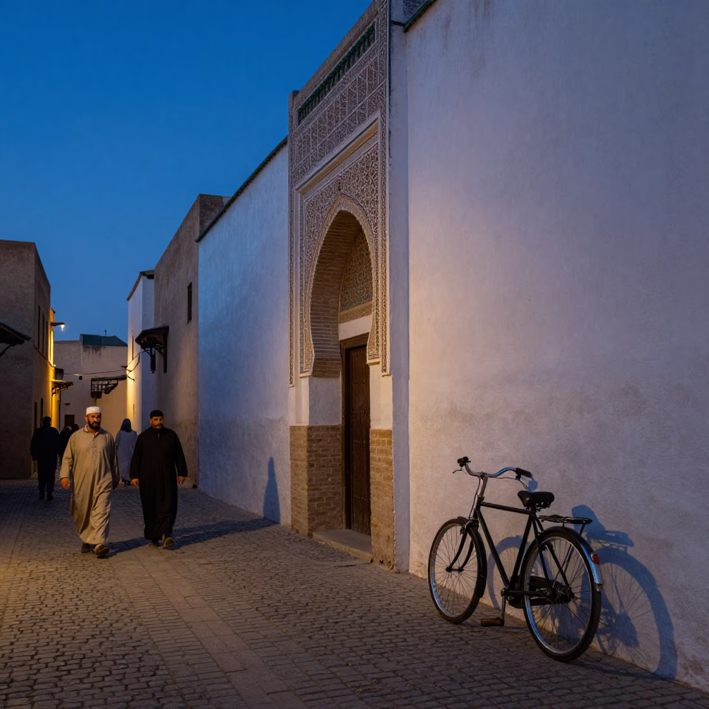 Traditional Architecture in Fez at Blue Hour in in Fez, Morocco
