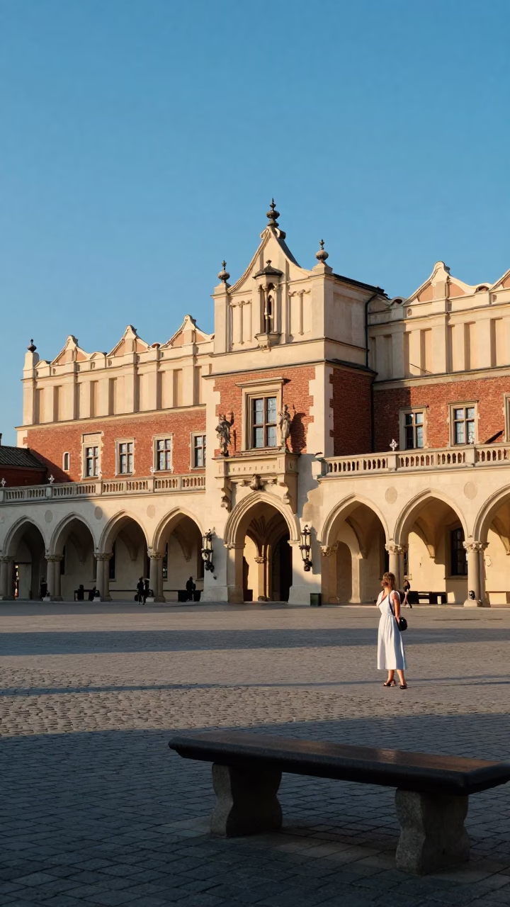 Traditional Architecture in Krakow at Clear Late-afternoon Light in in Krakow, Poland