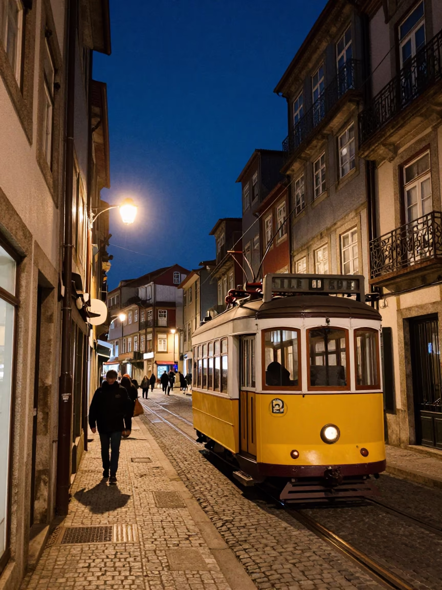 Traditional Architecture in Porto at The Deepest Night Sky Light in in Porto, Portugal