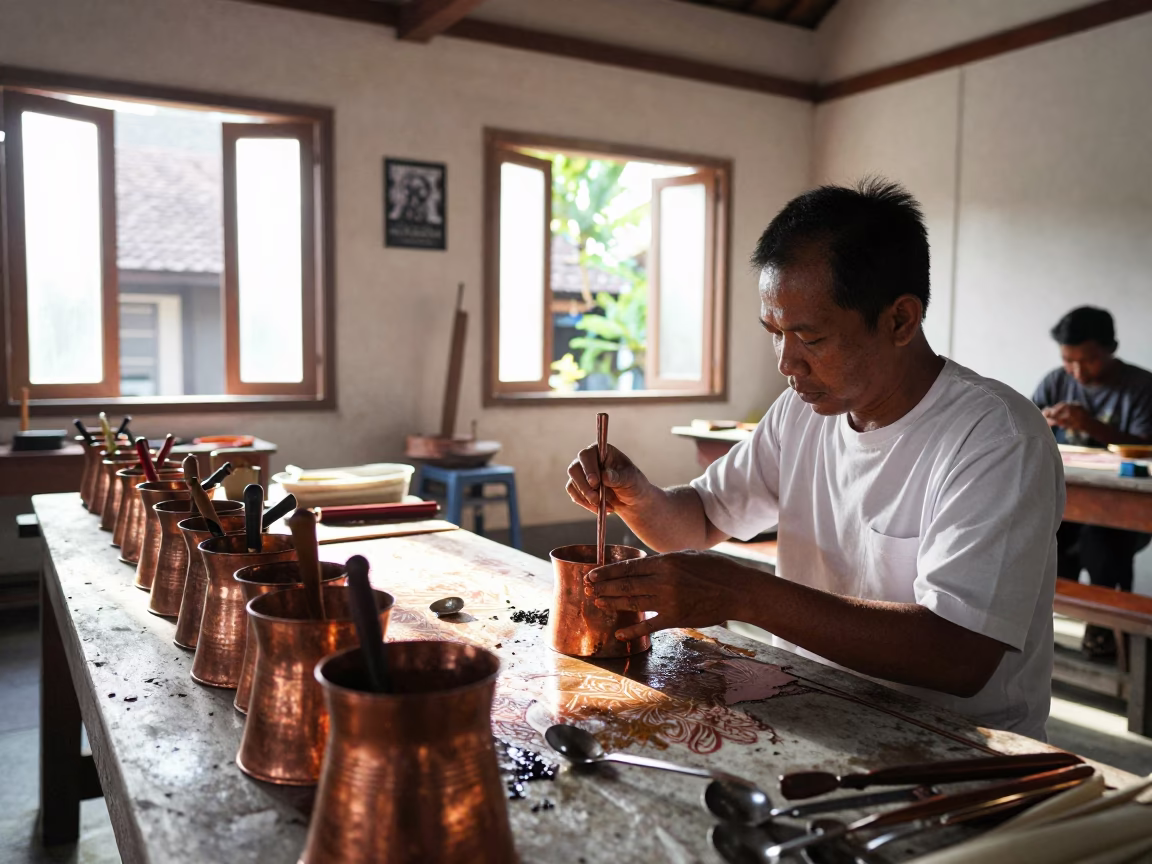 Traditional Batik Workshop Interior in Yogyakarta Indonesia Midmorning Light in in Yogyakarta, Indonesia
