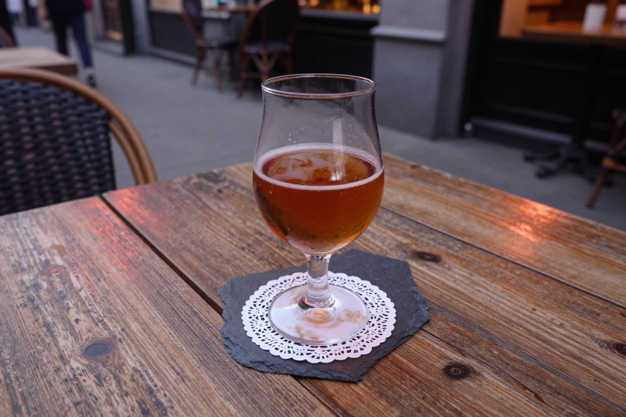 Traditional Belgian Beer Glass in Brussels in in Brussels, Belgium