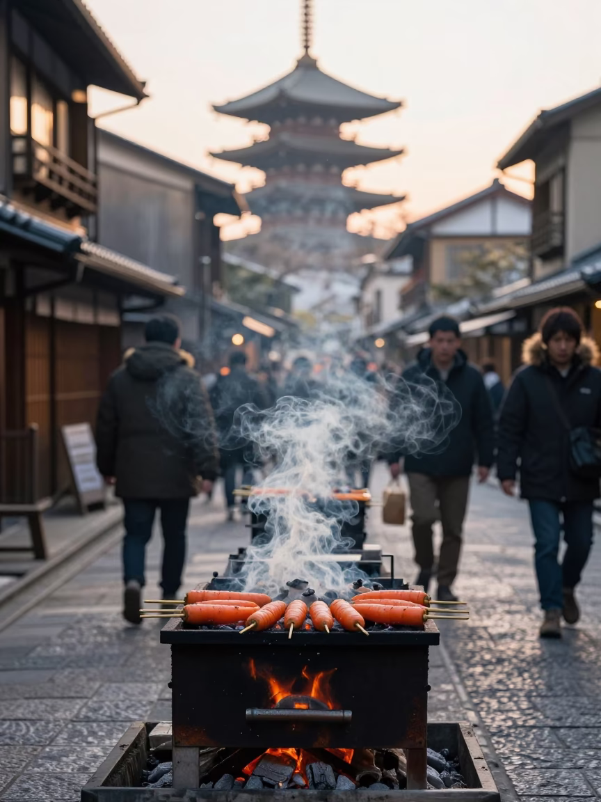 Traditional Breakfast in Kyoto at The Early Morning Light in in Kyoto, Japan