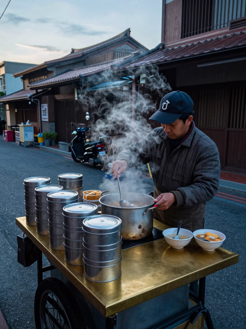 Traditional Breakfast in Tainan at Sunrise Light in in Tainan, Taiwan