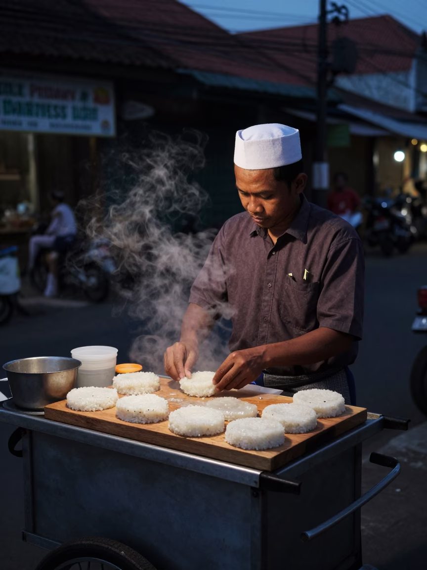 Traditional Breakfast in Yogyakarta at The Predawn Darkness Light in in Yogyakarta, Indonesia