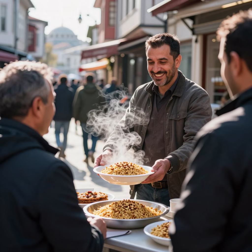 Traditional Fatteh in Istanbul at Bright Midmorning Light in in Istanbul, Turkey