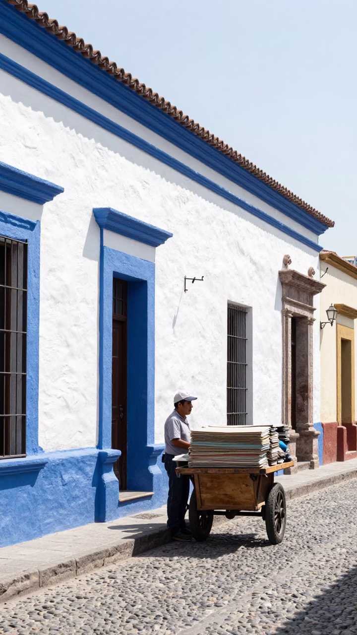 Traditional Jalisco Street Scene with Blue and White Porcelain in Guadalajara Mexico in in Guadalajara, Mexico