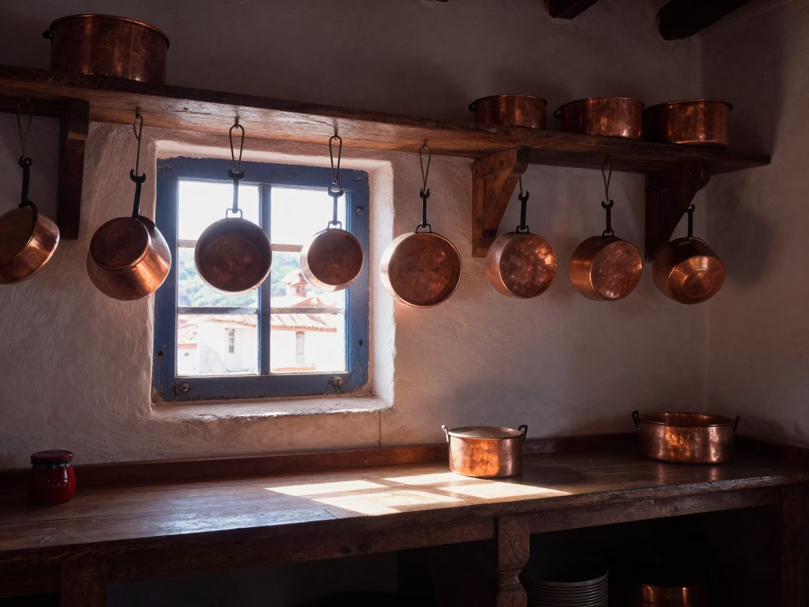 Traditional Kitchen in Cusco at As First Light Reaches The Scene in in Cusco, Peru