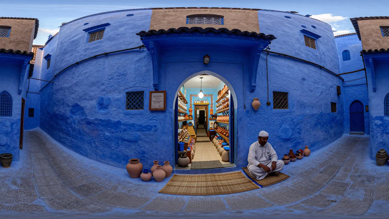 Traditional Pottery in Fez at The Last Blue Light Of Evening in in Fez, Morocco
