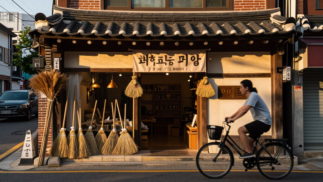 Traditional Shop in Seoul at Honeyed Evening Light in in Seoul, South Korea