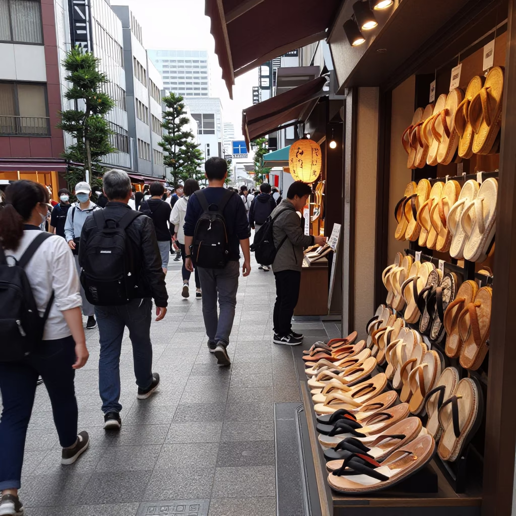Traditional Slippers in Tokyo at The Late Morning Light in in Tokyo, Japan