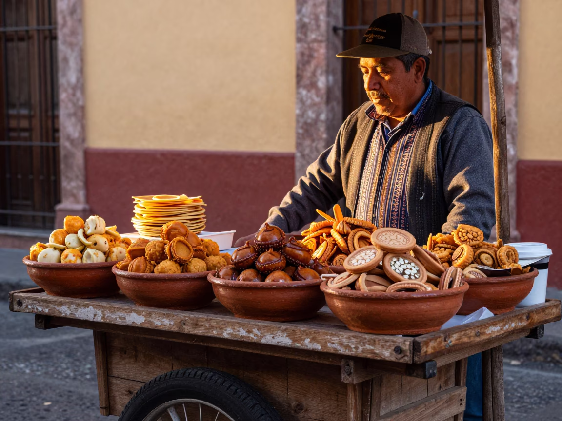 Traditional Snacks in Guadalajara at Honeyed Evening Light in in Guadalajara, Mexico