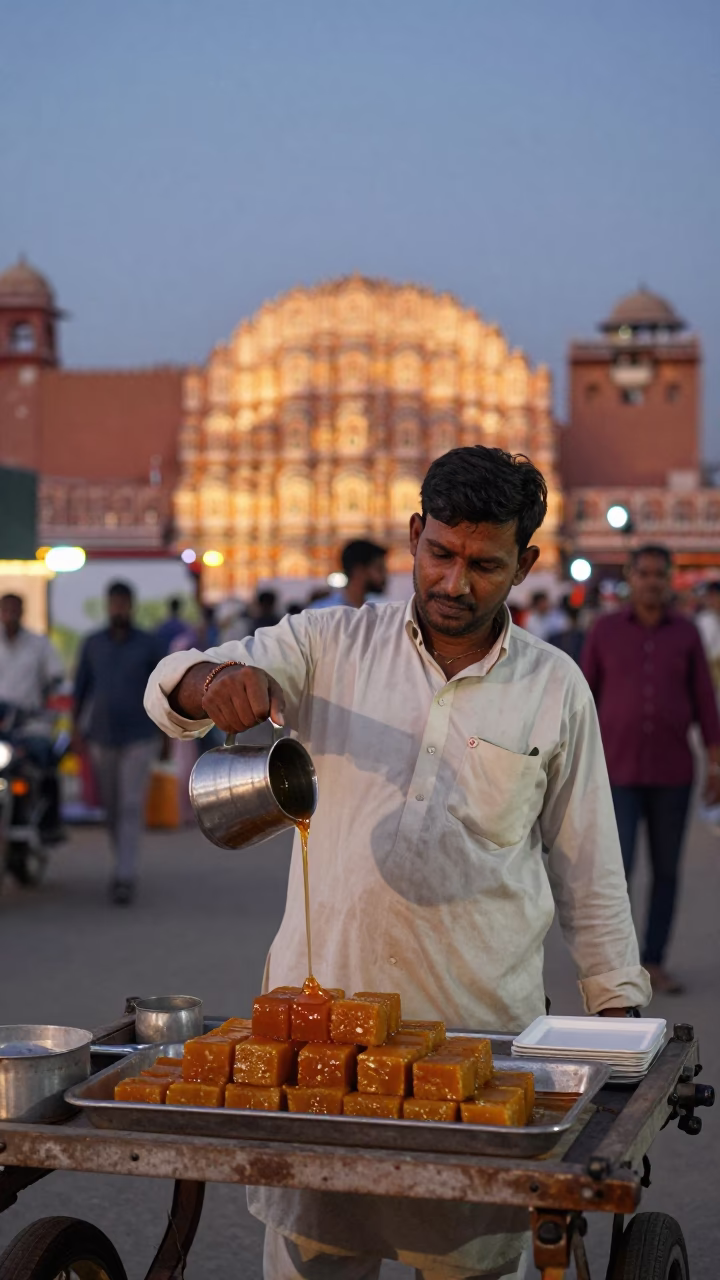 Traditional Sweets at As City Lights Begin To Glow in Jaipur in in Jaipur, India