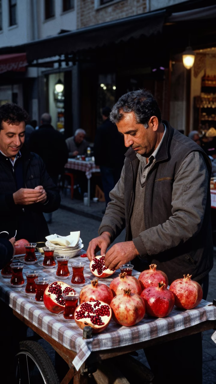 Traditional Tea in Istanbul at The Predawn Darkness Light in in Istanbul, Turkey